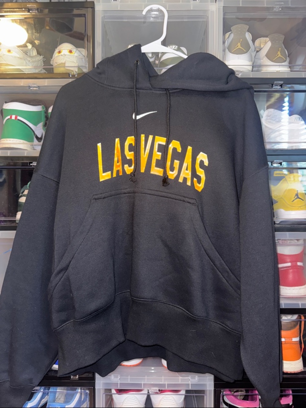 Nike Black Crewneck Hoodie with Yellow Las Vegas Script